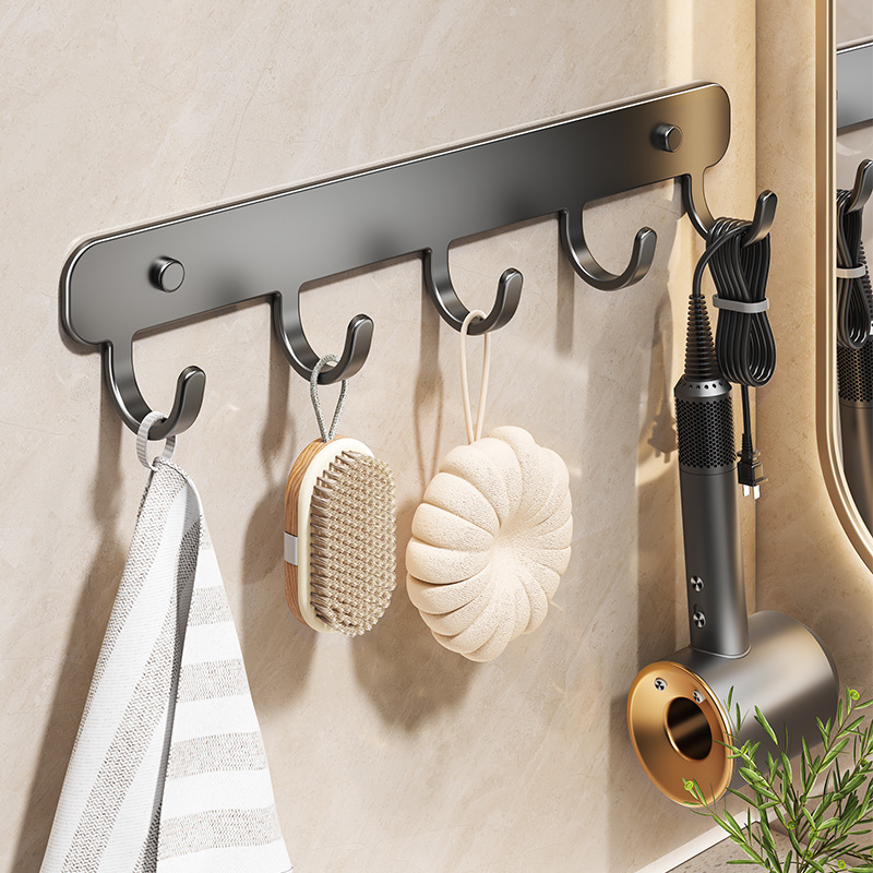 Hook with Strong Adhesive, No-Drill, for Kitchen and Bathroom Doors, Wall-Mounted Clothes Hanger, Traceless Adhesive Hook, Heavy-Duty Hook