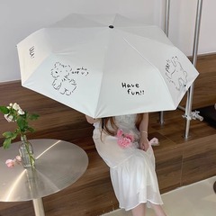 小さくて爽やかな日よけ、紫外線対策、犬柄の傘、晴雨兼用、学生向け、卸売、ロゴ印刷可能