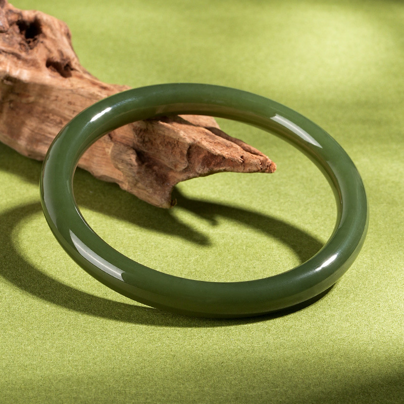 천연 헤티안 제이드 팔찌 옐로우 재스퍼 레이크 그린 플랫 라운드 제이드 팔찌 여성용 팔찌 보석 선물