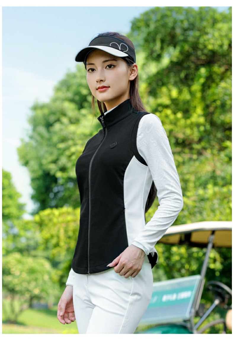 Áo vest nữ golf PGM thu đông hút ánh sáng giữ ấm, dây kéo vô hình, viền eo — Áo vest kaki [lớp lót hấp thụ ánh sáng và sưởi ấm/dây kéo vô hình/viền eo] YF846 chi tiết 13