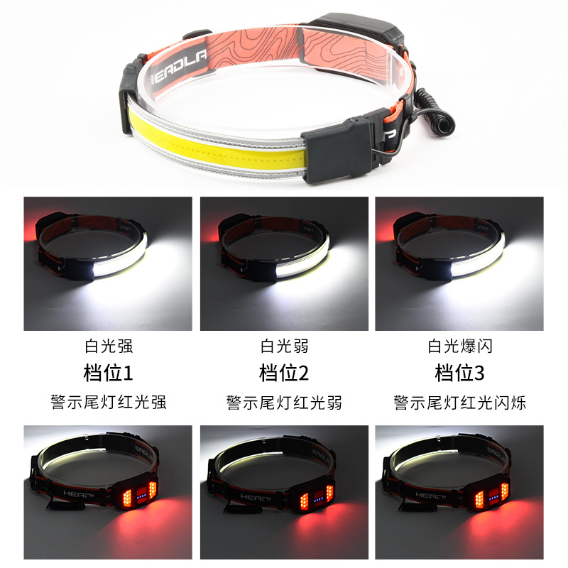 Transfronterizo parche LED faro XPG + COB rojo blanco Luz Portátil lámpara de marcha al aire libre Gran Reflector fuerte luz faro