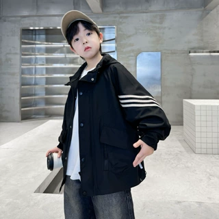 男童2024长袖外套春秋款洋气时尚新款中大童秋季休闲连帽上衣潮流