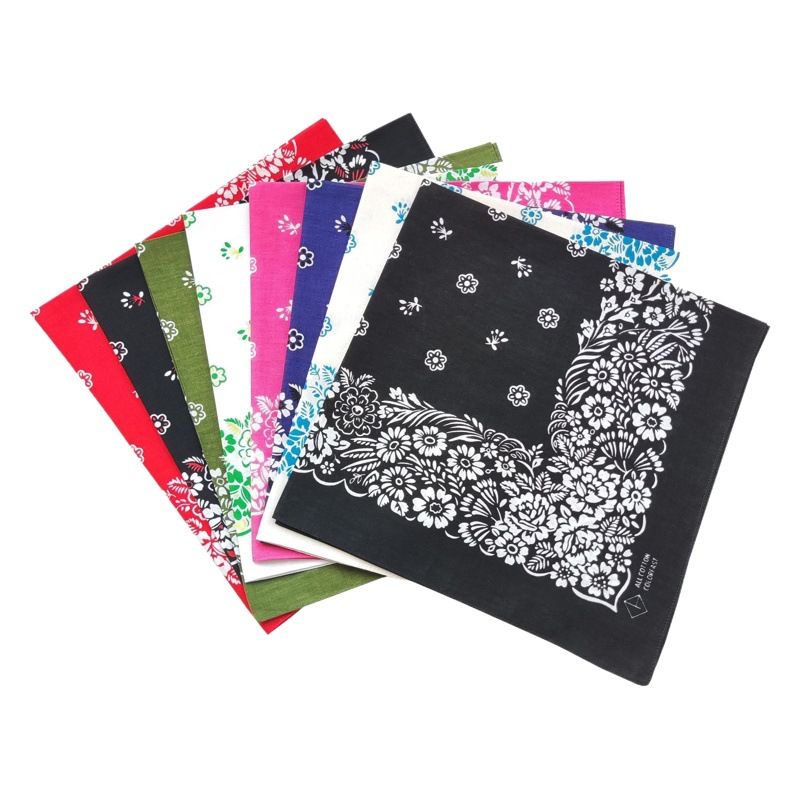 In stock cotton paisley cashew flower square scarf hip hop Hip Hop Hip Hop sports riding headscarf factory straight hair