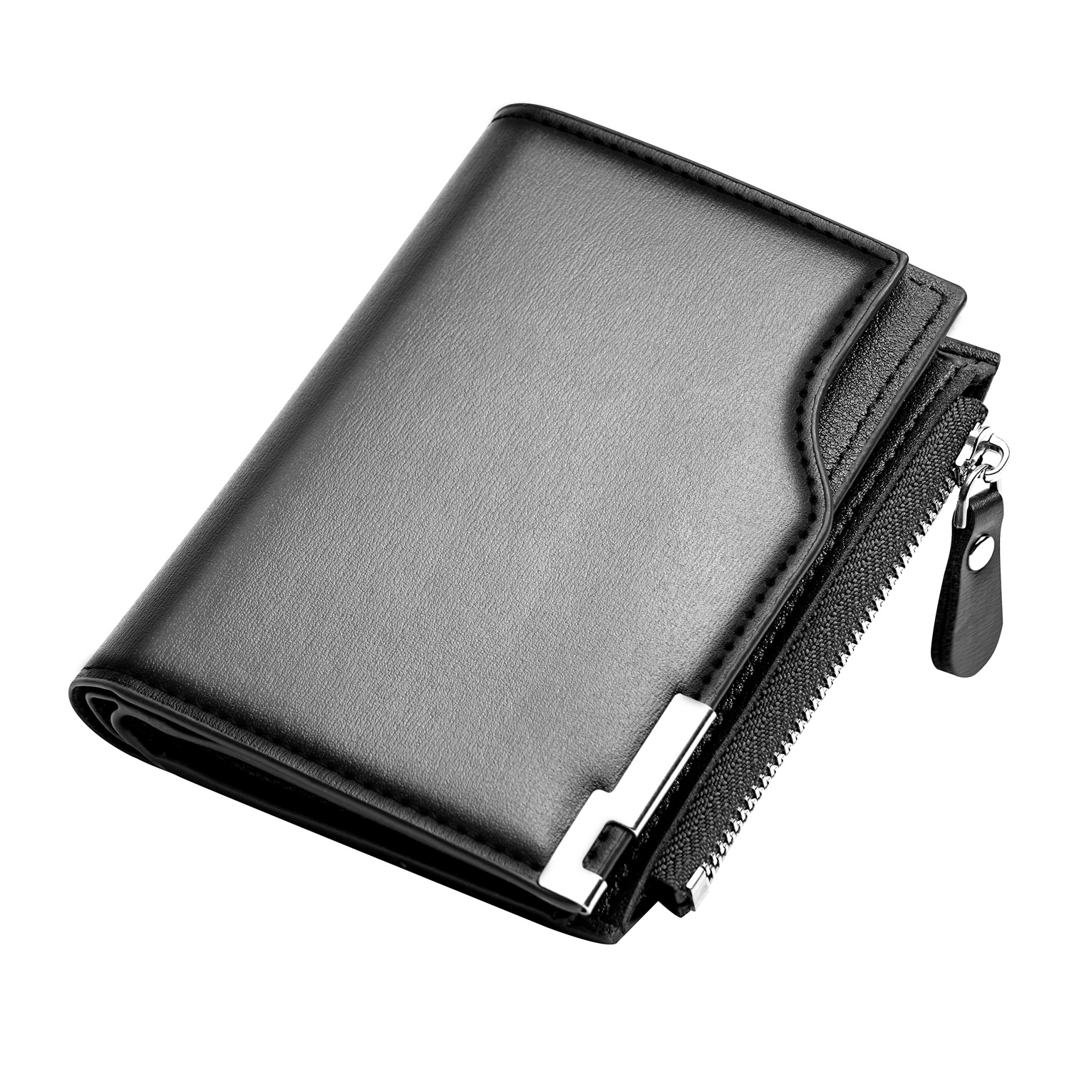 Cartera vertical para hombres, bolso de cambio de tarjeta múltiple, cartera corta con cremallera, cartera multifuncional para hombres.