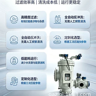 立式全自动反冲洗过滤器 污水循环水过滤设备 电动刷式自清洗过滤