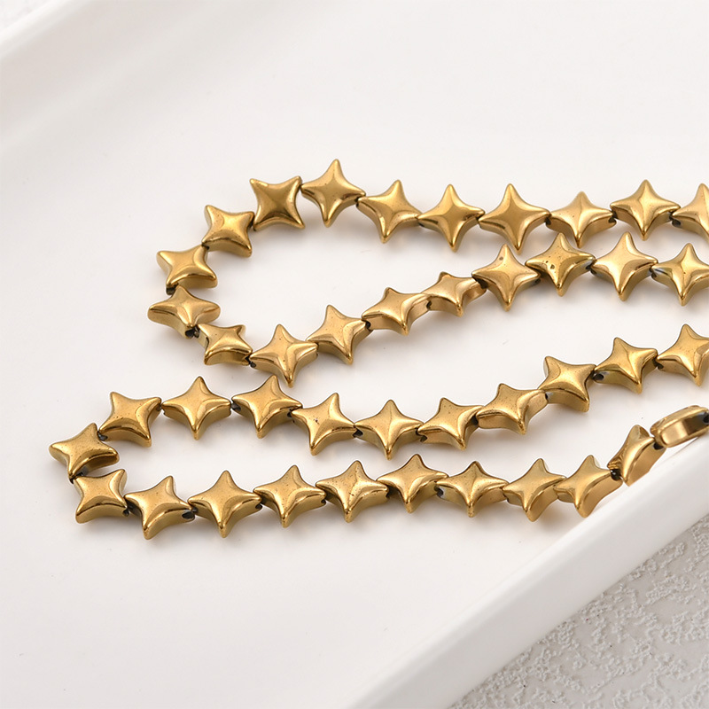 Black gallstone plated with real gold, color-retaining starburst shell rose spacer beads, DIY handmade beaded bracelet and necklace accessories