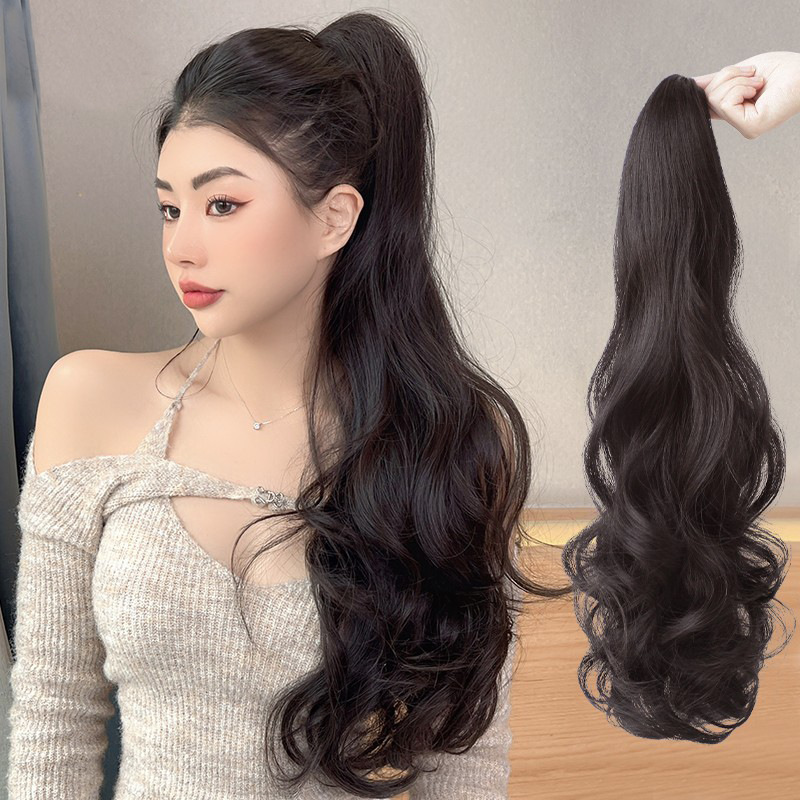 Conni Wavy Large Ponytail Wig for Women - Natural Long Curly Hair with Clips, Perfect for Fashion and Styling