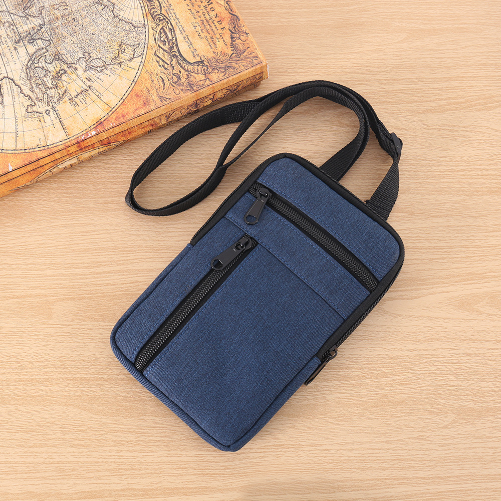Men's waist bag, single-shoulder bag, solid color, simple Oxford cloth, outdoor commuting portable phone bag, casual crossbody bag for travel