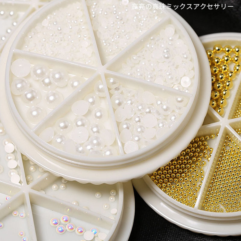 White three dimensional mixed nail decoration for manicure