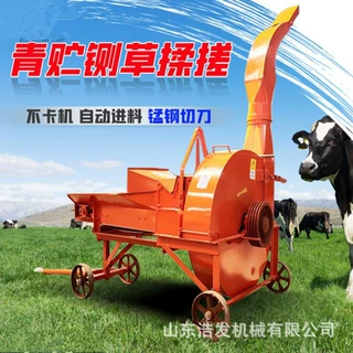 牛场麦草秸秆铡切机自动进料高喷出料粉碎机干湿两用大型碎草机