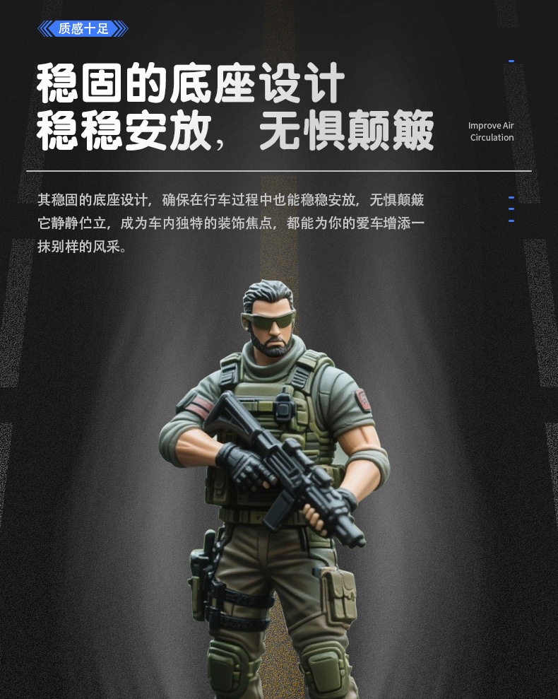 Delta Action Figure Model Hand-Made Souvenir Three-Person Warrior Car Ornament Car Interior Decoration Supplies