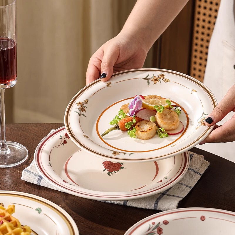 Retro Luxury High-Value Ceramic Tableware, Western-Style Dinner Plates, Home-Use Plates, Pasta Plates, Dessert Plates, Steak Plates, Dinner Plates Retro Luxury High-Value Ceramic Tableware, Western-Style Dinner Plates, Home-Use Plates, Pasta Plates, Dessert Plates, Steak Plates, Dinner Plates
