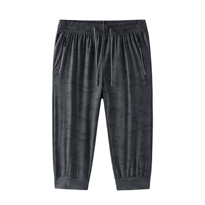 啓明星夏季新款加肥加大冰絲七分褲男寬松高彈力休閑中褲速幹馬褲