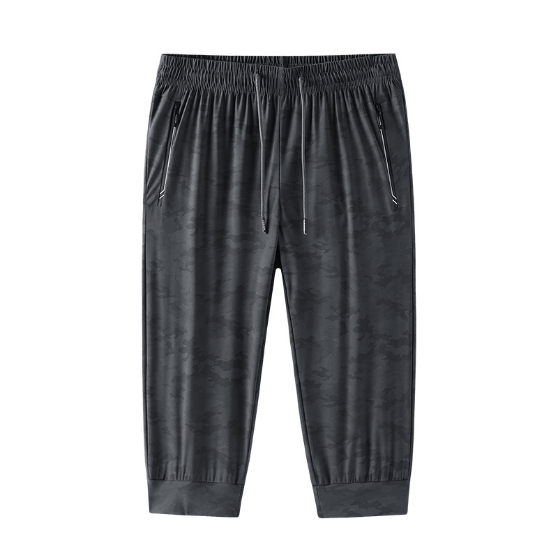 啓明星夏季新款加肥加大冰絲七分褲男寬松高彈力休閑中褲速幹馬褲