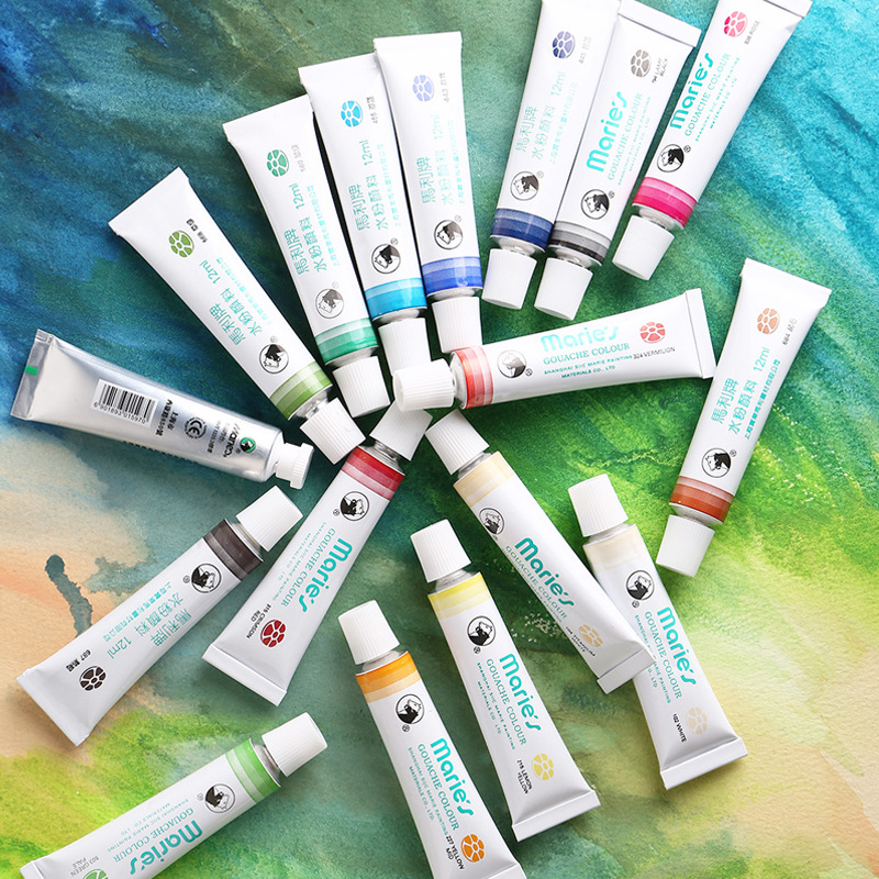 Marley gouache pintura traje 12 colores 18 colores 24 colores 7612 7618 7624 caja de pintura