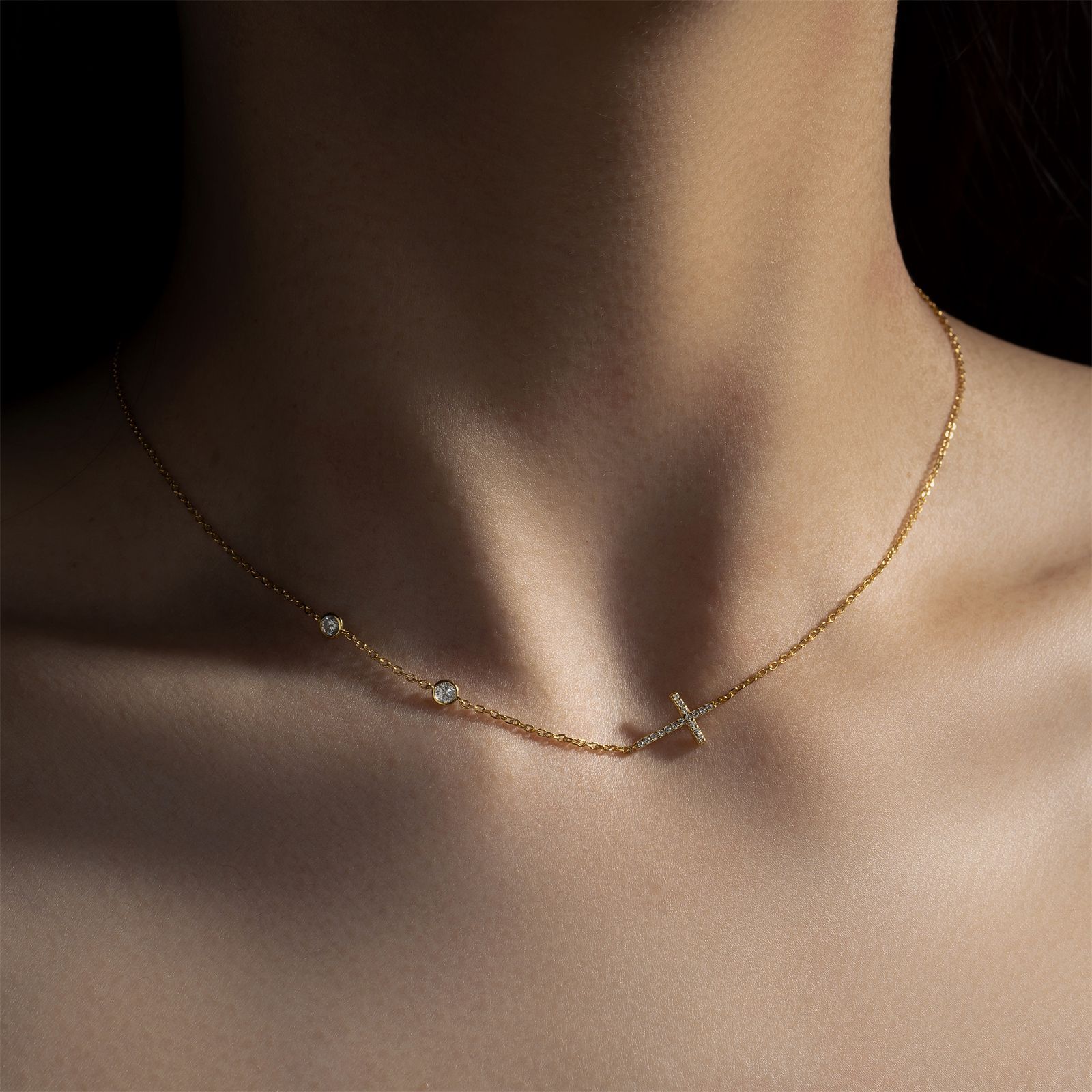Solid Color Pattern Women's Gender 925 Sterling Silver Rhinestones Inlay Solid Color Pendant Necklace