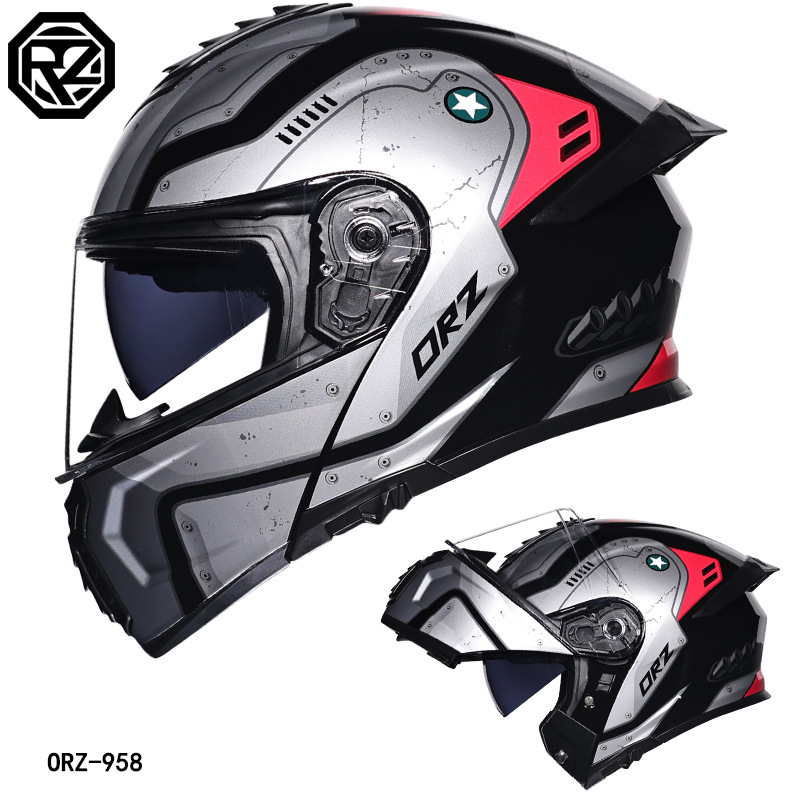 Casco de coche eléctrico Orz transfronterizo para hombres y mujeres, casco, cola de doble espejo de verano, semicompletamente cubierta, personalidad Four Seasons DOT