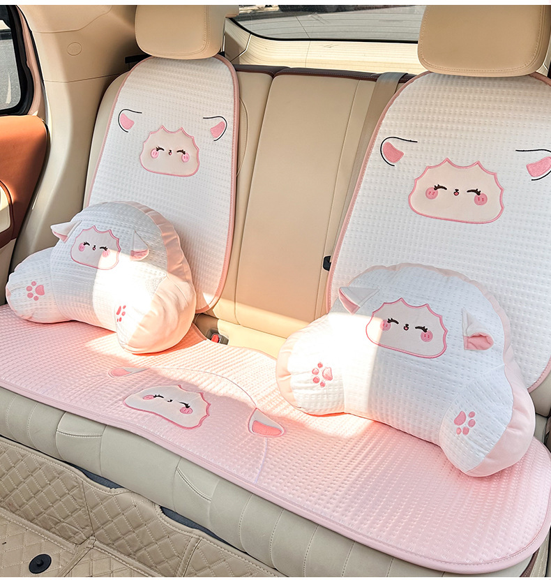 Cartoon car headrest neck pillow ice silk breathable car seat pillow four seasons GM comfortable headrest