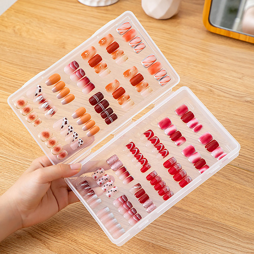 Desktop flip-top nail art accessories storage box plastic transparent large flat accessories nail art wear nail storage box