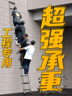 Telescopic Ladder Lifting Engineering Ladder Aluminum Alloy Portable Household Multi-Functional Staircase Straight Ladder Aluminum Ladder Folding Stainless Steel