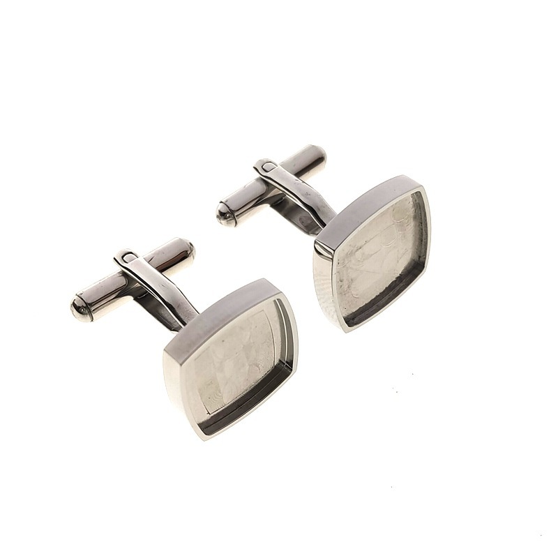 in stock French style square stainless steel men's cufflinks inlaid hollow support groove diy new boutique titanium steel cufflinks