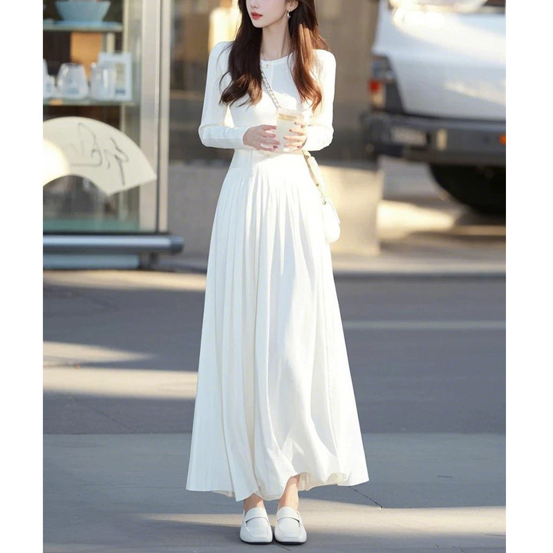 Spring Season High-End French-Style Elegant and Refined Socialite Long Dress with a Sense of Sophistication for Formal Occasions, White Dress Spring Season High-End French-Style Elegant and Refined Socialite Long Dress with a Sense of Sophistication for Formal Occasions, White Dress