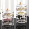 Cosmetic transparent rotating storage box, high-end sophisticated dressing table, earrings, necklace, sponge, hair accessory