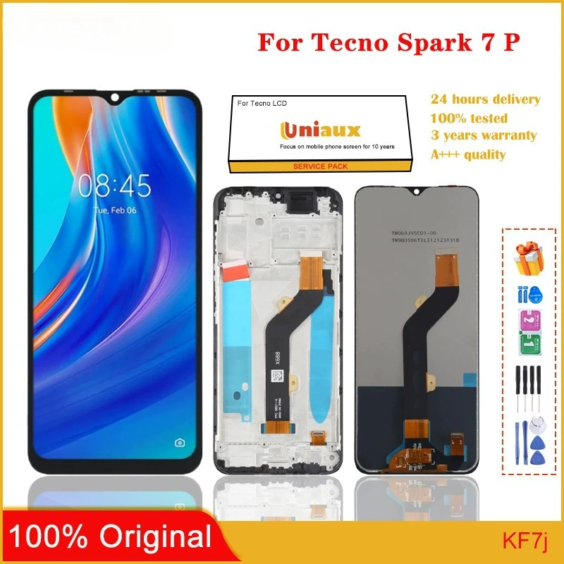 Дисплейная сборка для Transsion TECNO Spark 7 P, LCD экран для мобильного телефона, внутренний и наружный экран с рамкой