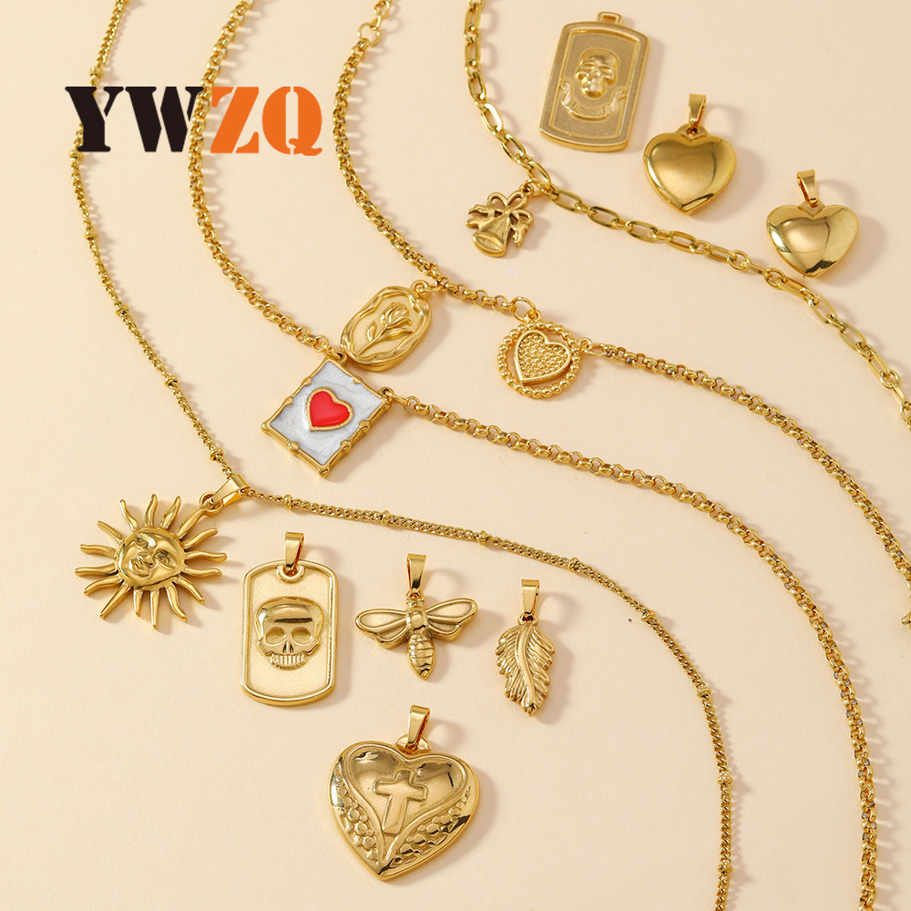 Colgante único Joyas de fundición de acero inoxidable transfronterizas Personalidad Sol Cruz Amor Flor Pluma Joyas Accesorios de bricolaje