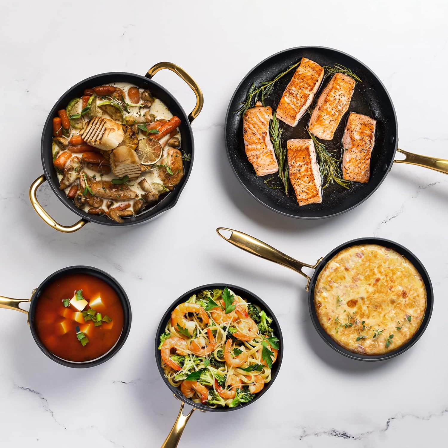 Juego de ollas estiradas de fondo compuesto de comercio exterior de fábrica, ollas de sopa, ollas de leche, sartenes, regalos de eventos, galvanoplastia