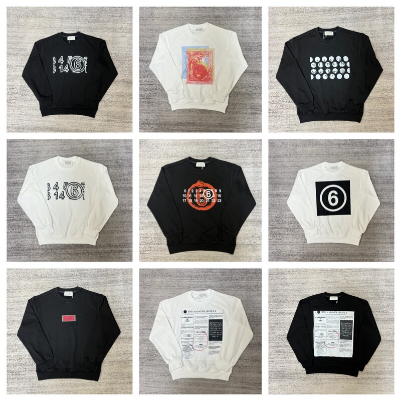 Cross-border Maison Margiela MM6 high-quality embroidered letter round-neck long-sleeve terry sweatshirt for men Cross-border Maison Margiela MM6 high-quality embroidered letter round-neck long-sleeve terry sweatshirt for men