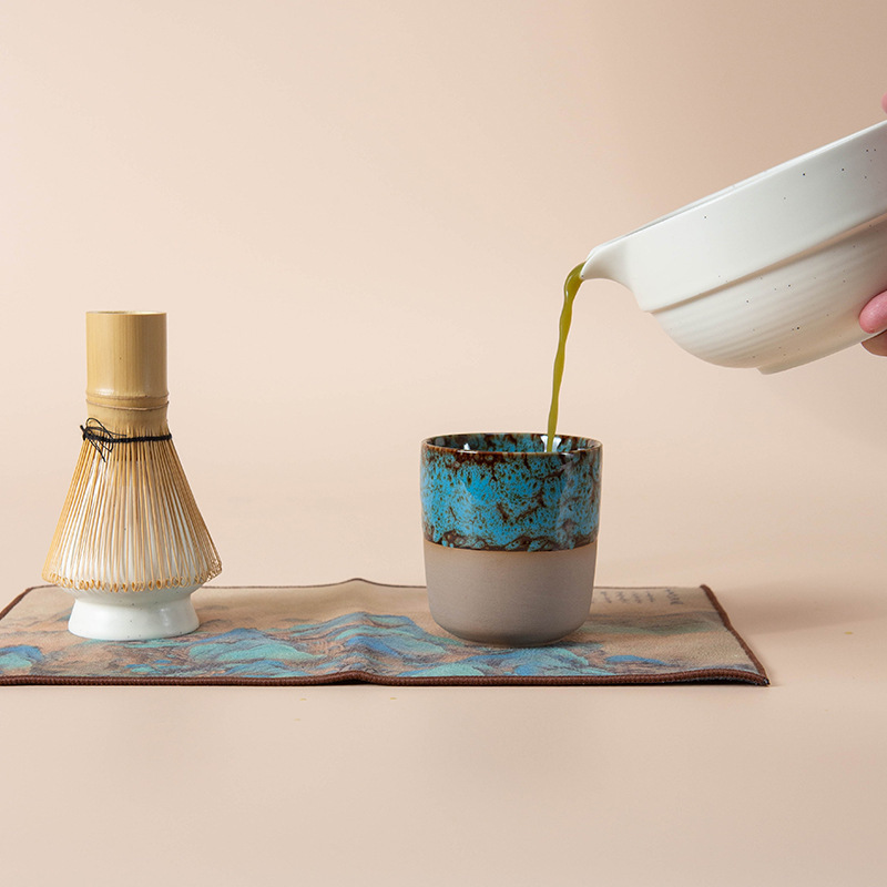 跨境日式带嘴抹茶碗抹茶套装百本立茶筅立渐变粉色抹茶套装茶拨|undefined