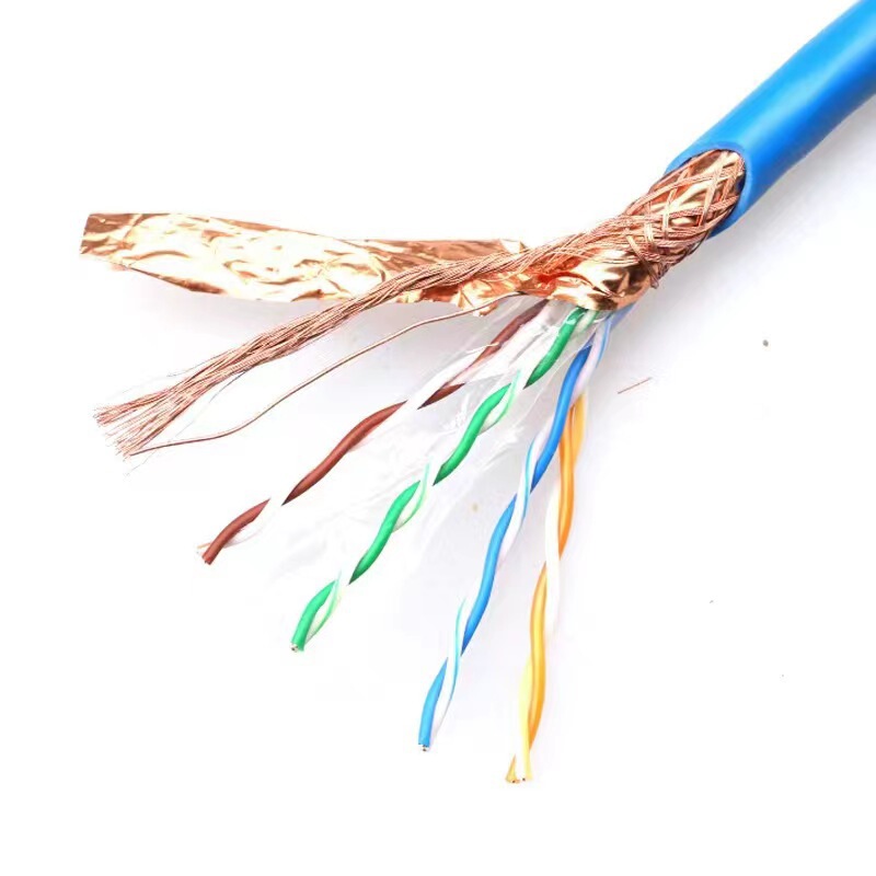 Category 6E Double-Shielded Gigabit Cat6 Engineering Monitoring Oxygen-Free Copper Network Cable Stp4*2*0.57 for Home Use 300