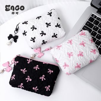 跨境蝴蝶结化妆包高颜值零钱包收纳包可爱化妆包大容量高级感包包