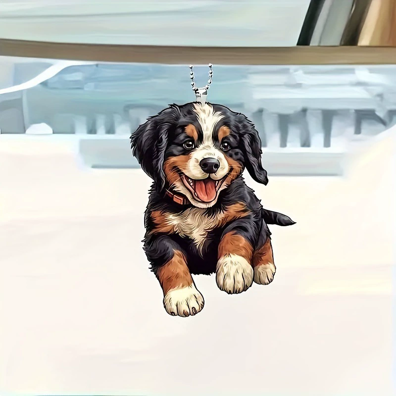 Акрил Bernese Mountain Dog декоративные надписи и таблички, 2D плоские подвесные украшения, зеркала заднего вида автомобиля