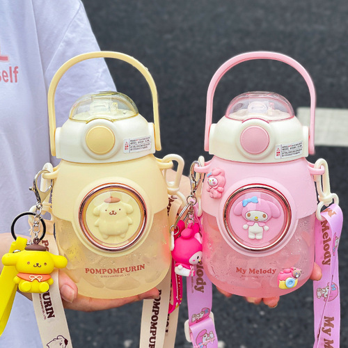 Sanrio Pacha Dog Children's Water Cup Internet Celebrity Big Belly Cup High-Looking Plastic Cup Girls Portable Water Bottle Straw Cup