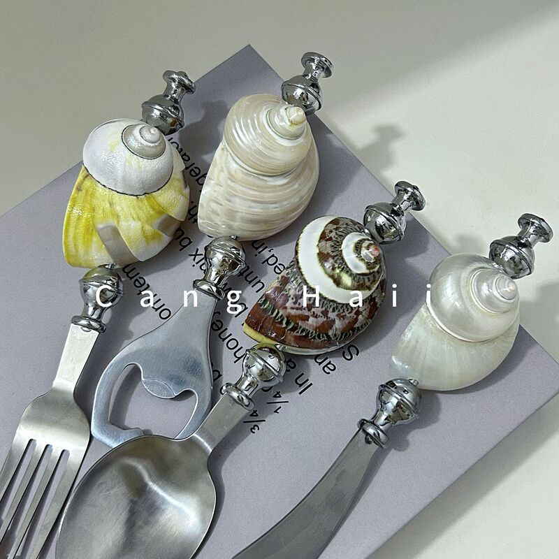 Natural Conch Shell Pearl Conch Fork Bottle Opener Tableware Pasta Pearl Metal Stainless Steel Ocean Style Tableware Natural Conch Shell Pearl Conch Fork Bottle Opener Tableware Pasta Pearl Metal Stainless Steel Ocean Style Tableware