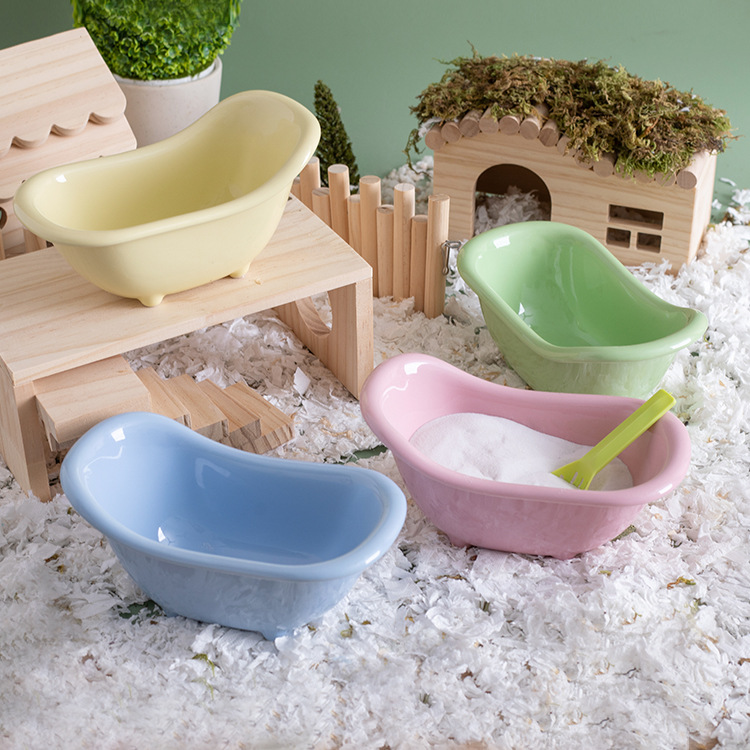 Ceramic Hamster Bathroom Bath Bowl Bathtub Anti-Bite Bath Sand Basin Toilet Dual-Purpose Golden Bear Bath Sand Urine Sand Anti-Splash