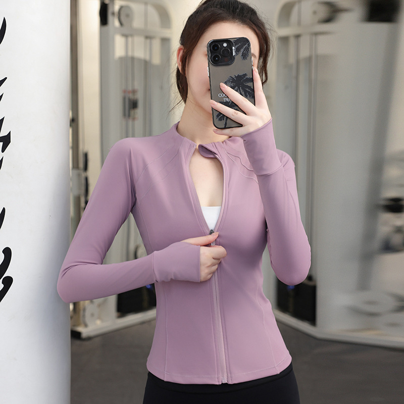 LULU Same Style Internet Popular Slim Look Zipper Sports Fitness Jacket Autumn and Winter Long Sleeve Women's Running Slim Yoga Clothes