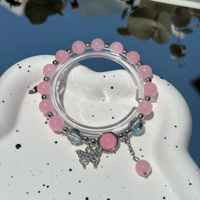 S014-핑크 나비 모조 캣츠아이 팔찌#SZ267용