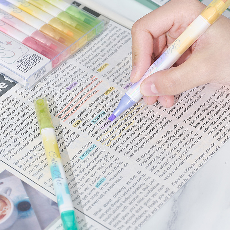 Resaltador de color de alto valor, cabeza redonda, cabeza oblicua, negrita, bolígrafo de marcado clave para estudiantes de gran capacidad, bolígrafo de cuenta manual, regalo