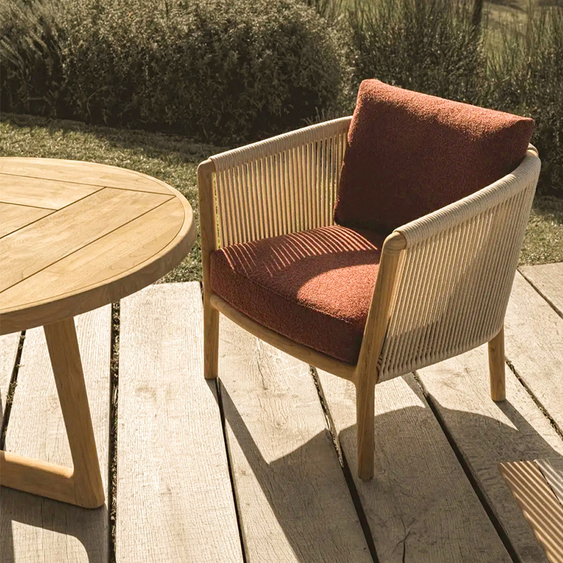 Sofá de madera maciza al aire libre patio jardín hotel villa ocio anticorrosión teca al aire libre muebles impermeables a prueba de sol image 5