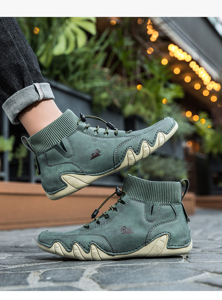 Bốt Martin cổ cao unisex dáng thể thao, đế bằng, mũi tròn — C8005 kaki, C8005 màu xám, C8005 màu đen, C8005M kaki lót nhung chi tiết 23