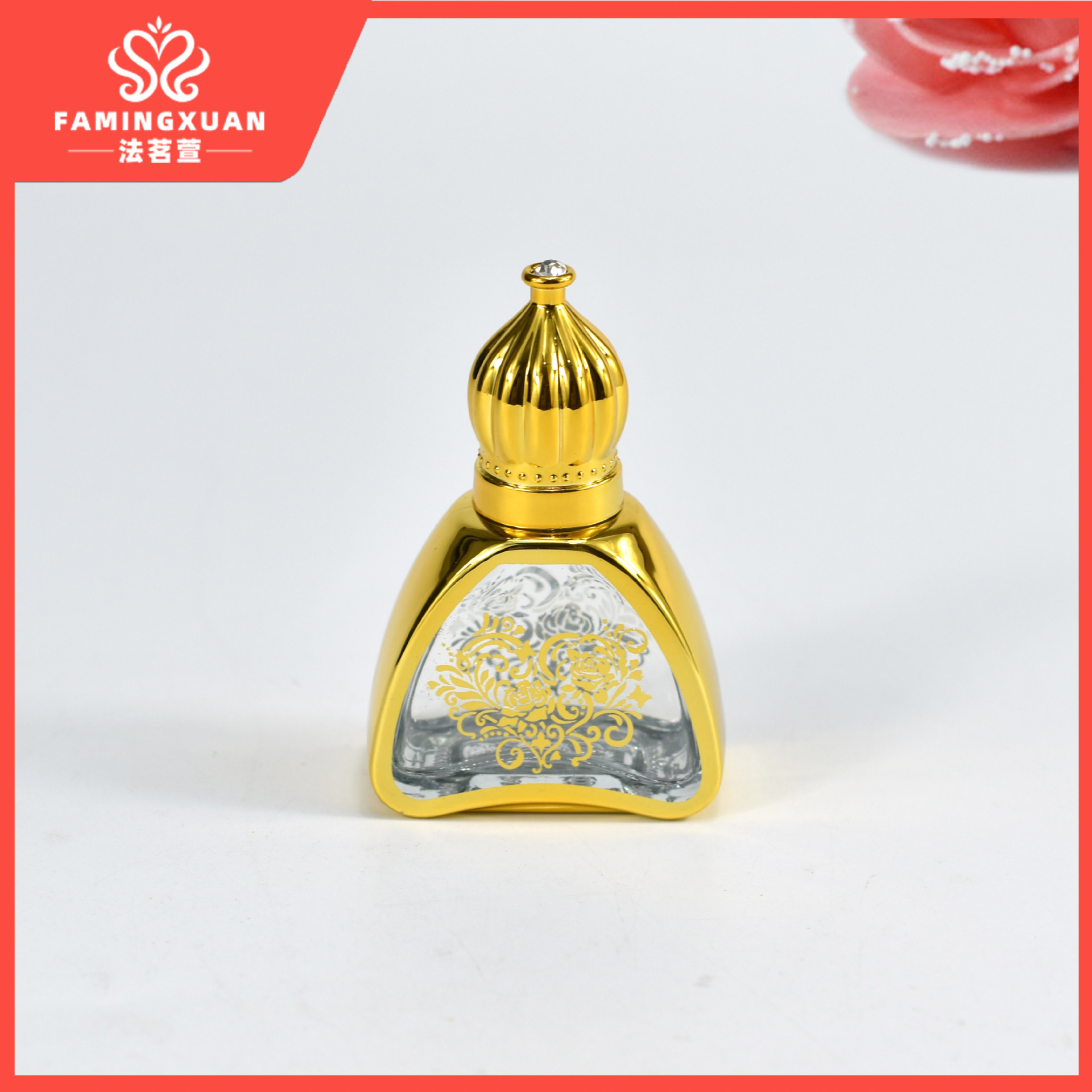 Faimingxuan botella de perfume sub-embalaje botella vacía a granel perfume botella vacía 12ML dorado bola de cristal perfume botella vacía