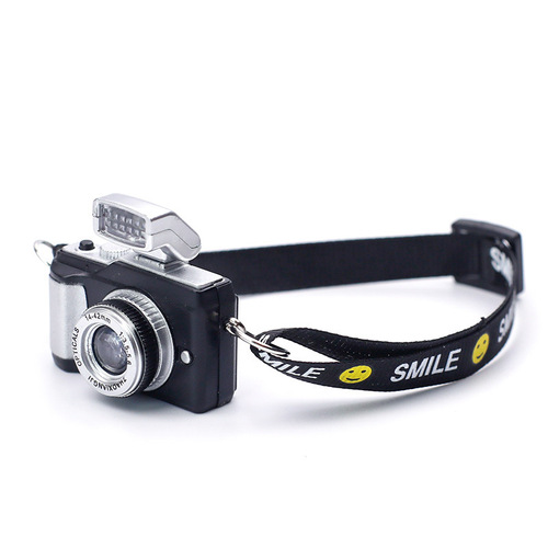 Manufacturer ins plush doll luminous webbing strap camera ornaments cartoon camera necklace hair pendant creative