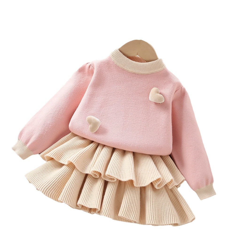 Sweater, demi-season set, colored knitted long-sleeve, Korean style, western style