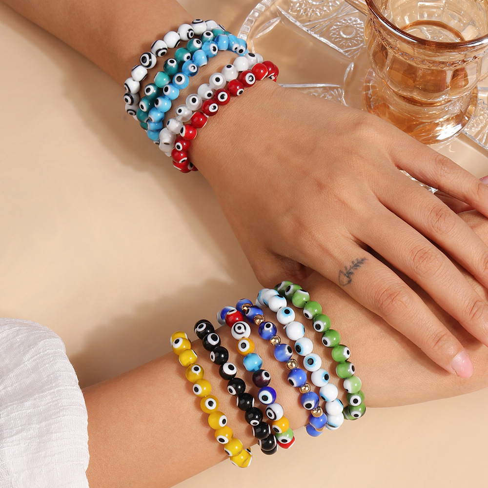 16g Weight Stretch Adjustable Clasp Closure Type Bracelets Classification Resin Chain Material Beaded Chain Chain Type 1 Piece Quantity Holiday, Daily Occasion Resin Material Eye Pattern All Seasons Season Women's Gender Vintage Style Style Vintage Style Eye Resin Beaded Chain Stretch Adjustable Beaded Bracelets Wholesale 1