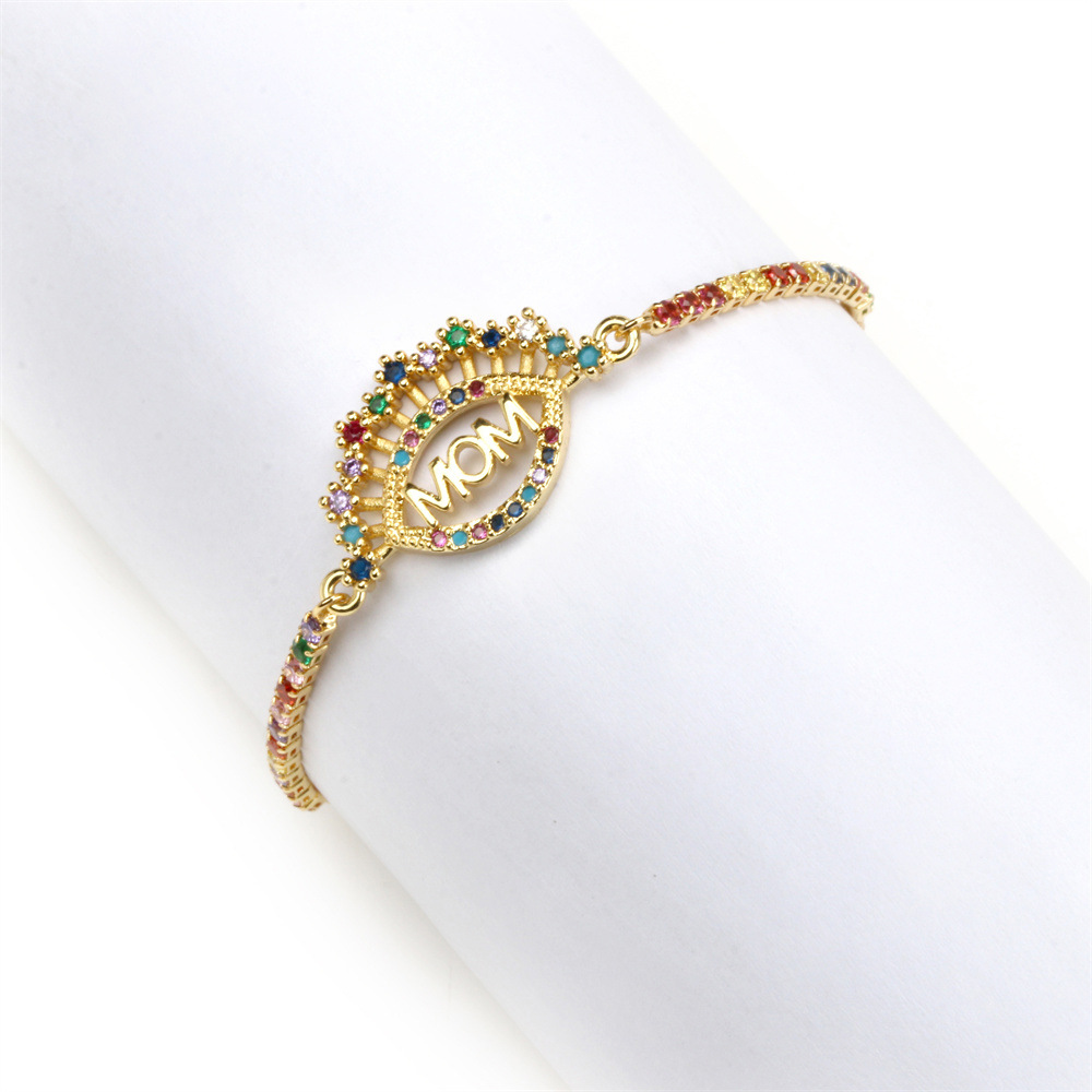 Fashion Motheru0027s Day Copper Diamond Letter Hand Jewelry Devilu0027s Eye Bracelet