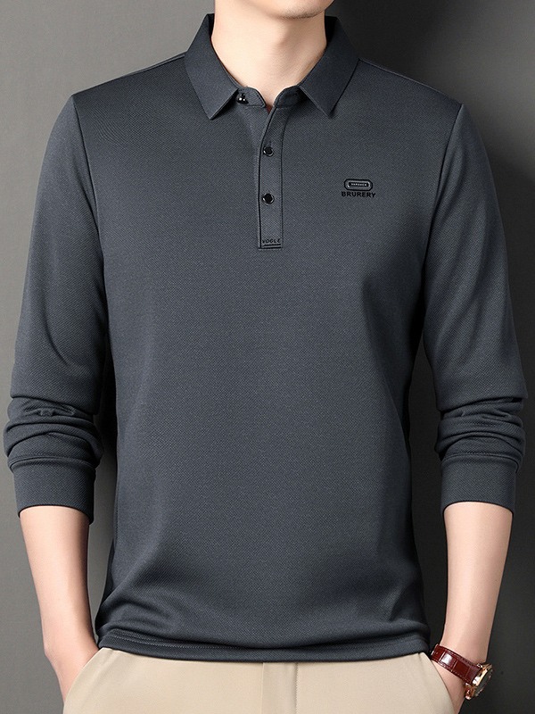 Forrado de vellón engrosada Camiseta de manga larga de los hombres jóvenes y de mediana edad de la solapa caliente camiseta superior nueva camisa de polo de los hombres ocasionales