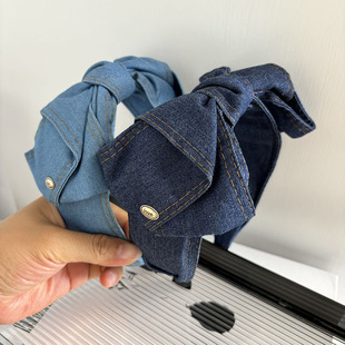 2025 new summer style fashionable and simple high-top headband oversized wide-brimmed women's bow-pressed hair headband hair accessories
